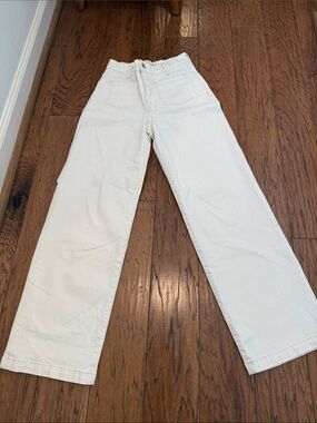 Madewell Women’s Perfect Vintage Wide Leg Jeans, Sz 25 Ivory